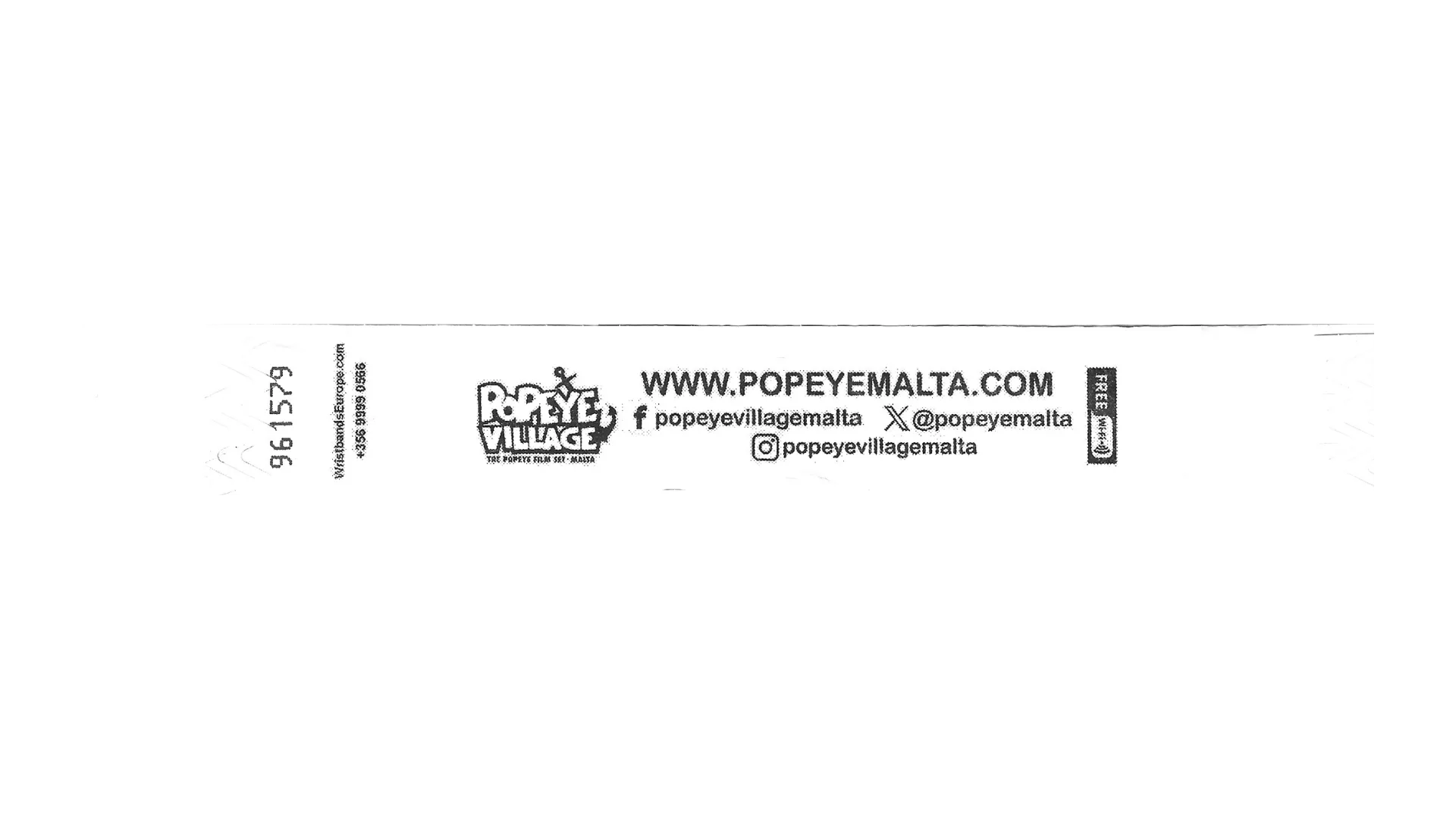 Eintrittsarmband vom Besuch im Popeye Village Malta 2025